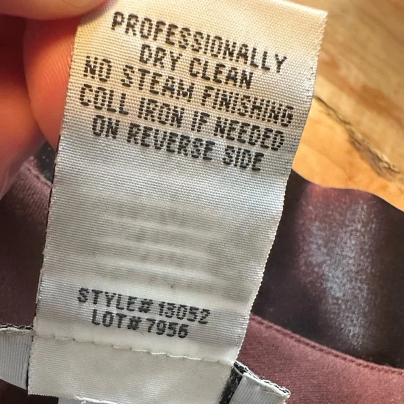 R&M Richards M Iridescent Slick Brown Oxblood Evening Gala Top Ruched Waist READ - Picture 12 of 16